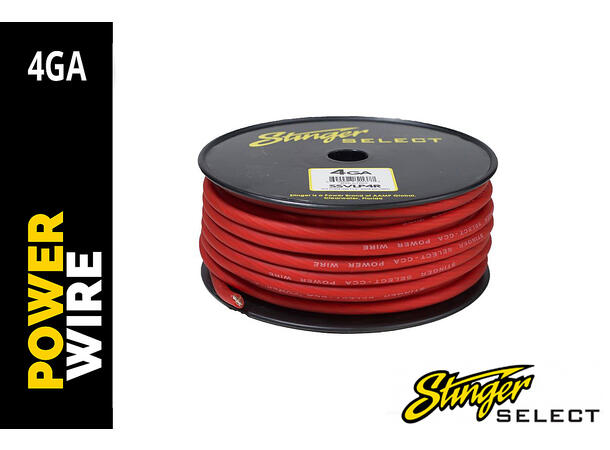 Stinger Select 4GA Rød strømkabel 30m rull Ultra flex CCA Rød matt kappe
