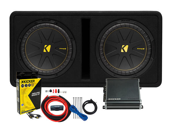 Kicker KickPack™ - KPC2x12 basspakke Kasse, Amp og Kabelsett
