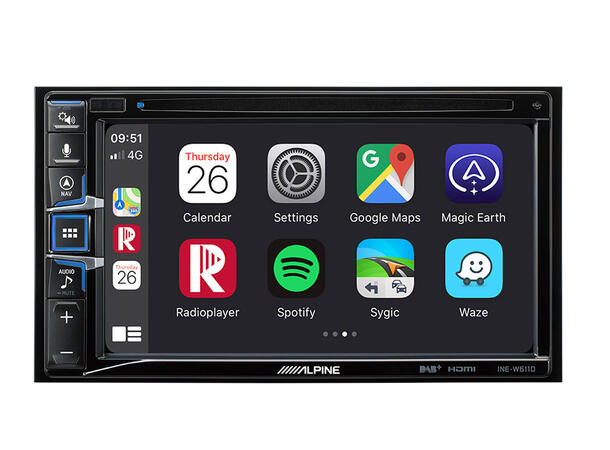 Alpine INE-W611DC Camper hovedenhet AVN 4x50W 6,5" skjerm DAB USB AUX 