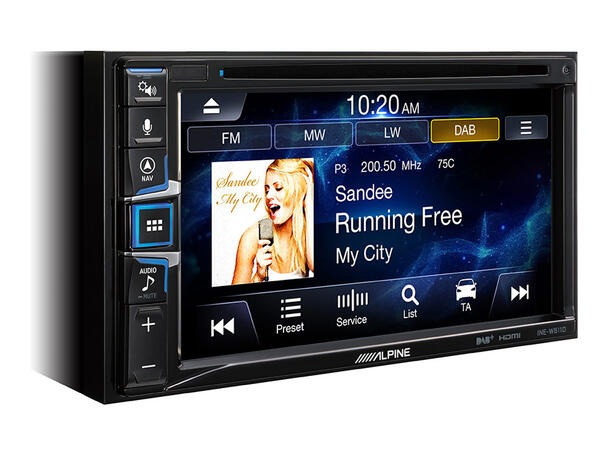 Alpine INE-W611DC Camper hovedenhet AVN 4x50W 6,5" skjerm DAB USB AUX 