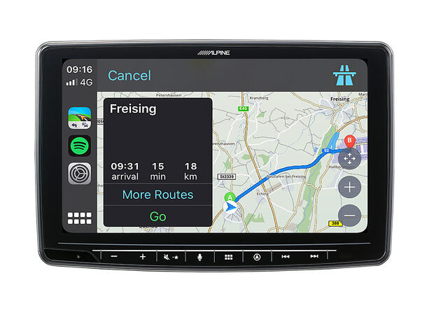 Alpine INE-F904D navigasjon hovedenhet 9-tommer skjerm CarPlay Android Auto 