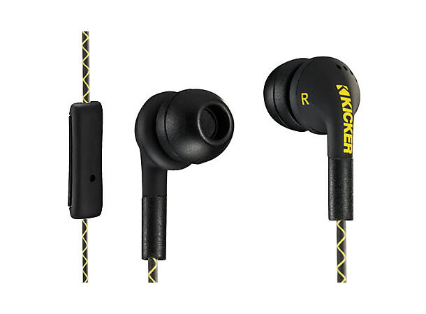 Kicker EB73B Flow øreplugger Sort med mikrofon og svarknapp 