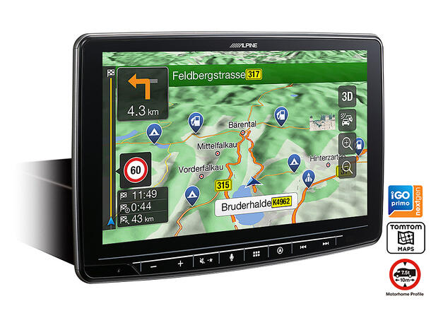 Alpine INE-F904DC TRUCK navigasjon enhet CAMPER 9-tommer  CarPlay Android Auto 