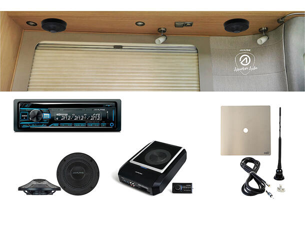 Stereopakke 2 - til bobil / vogn Subwoofer, 2par radial, CD/Radio m/ant 