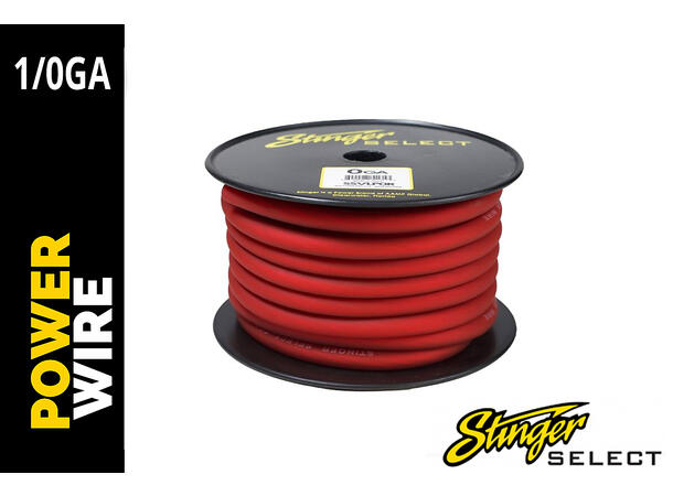 Stinger Select 1/0GA Rød strømkabel 15m rull Ultra flex CCA Rød matt kappe 
