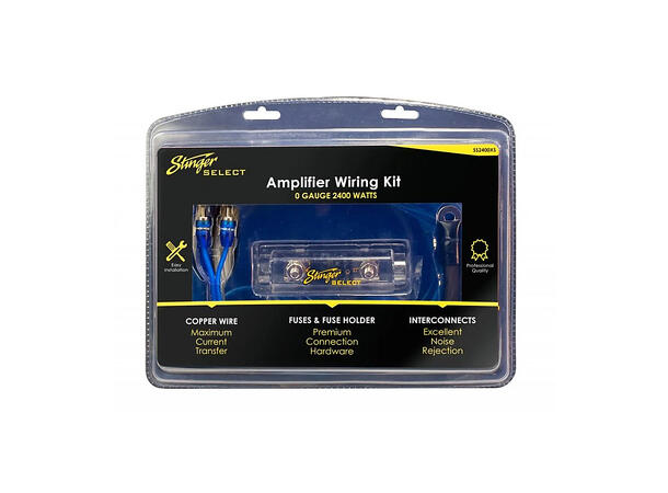 Stinger Select SS2400XS kabelsett OFC Signal- og strømkabel for opptil 2400W 