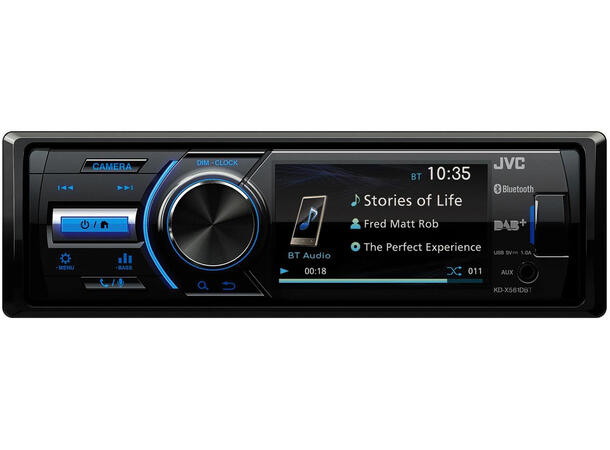 JVC KDX-561DBT1DIN multimedia hovedenhet 3" monitor DAB+ Bluethooth USB AUX 