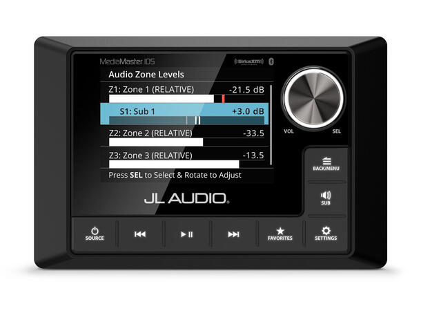 JL Audio  MM105 - MediaMaster m/DAB+ 12-kanaler 4 soner NMEA2000 IP67 