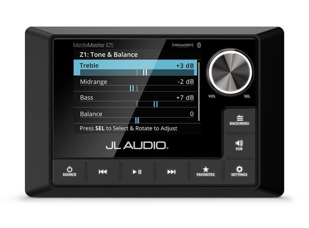 JL Audio  MM105 - MediaMaster m/DAB+ 12-kanaler 4 soner NMEA2000 IP67 