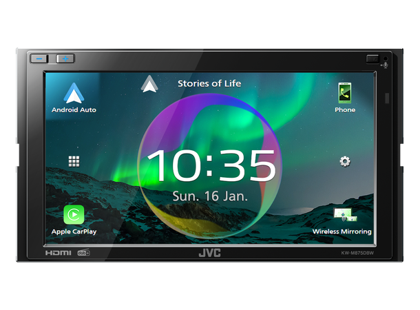 JVC KW-M875DBW - hovedenhet 2DIN 6,8" skjerm, DAB, CarPlay, Android Auto 