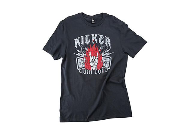Kicker t-shirt ROCK (M) mørk grå med hvit/rød logo