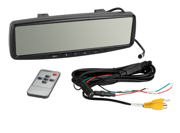 Speilmonitor, universal 4,3", 2X video inn, fjernkontroll 