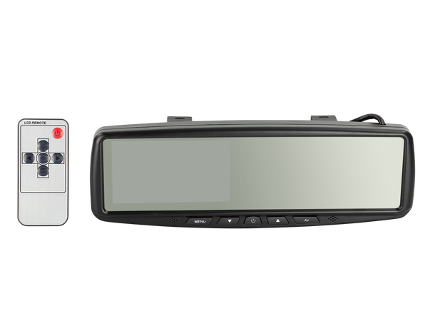 Speilmonitor, universal 4,3", 2X video inn, fjernkontroll 