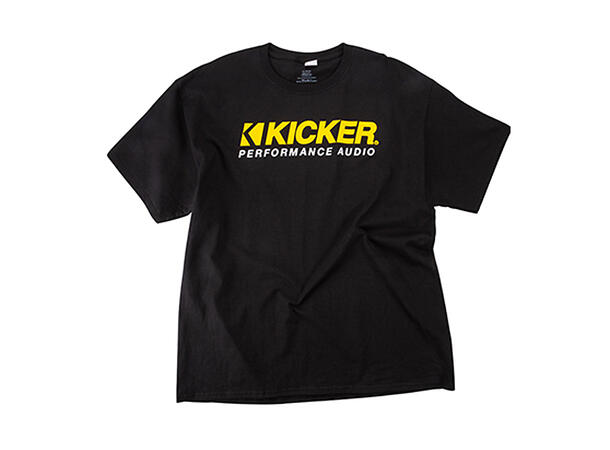 Kicker t-shirt sort (XXL) med gul og hvit logo på bryst