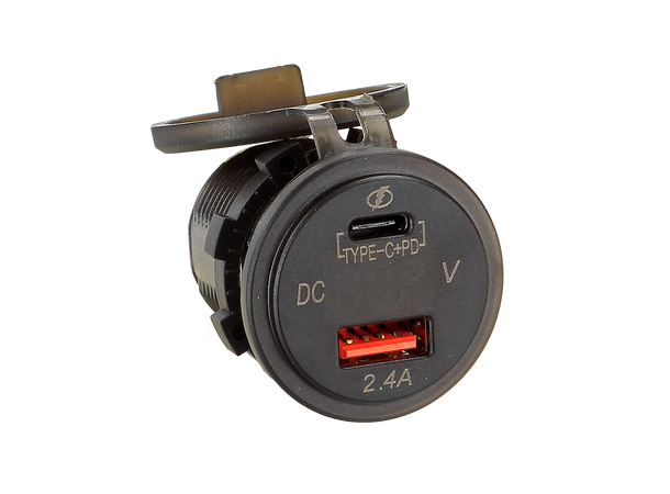 USB lader 12/24V USB-A/USB-C 