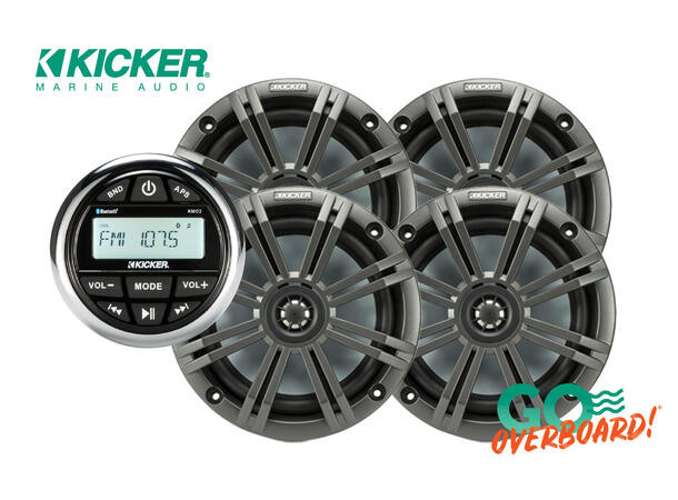 Kicker båtstereopakke 2 KMC2 + 2par KM654 