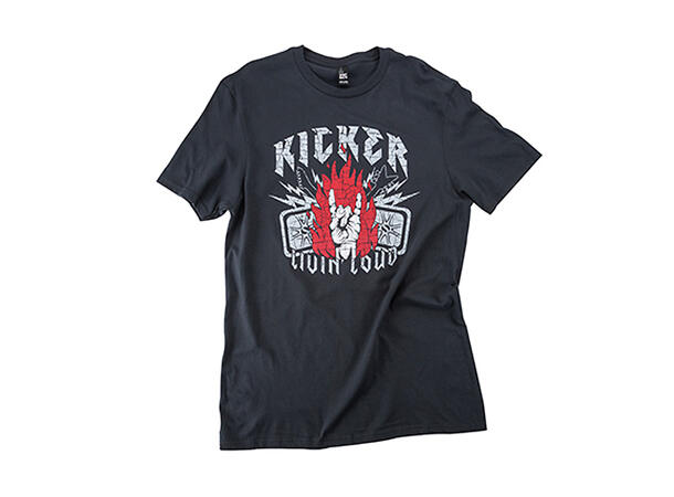 Kicker t-shirt ROCK (XXL) mørk grå med hvit/rød logo 
