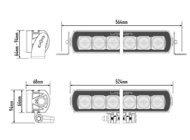 Lazer® ST12 Evolution Lengde 524mm. 12408 Lumen