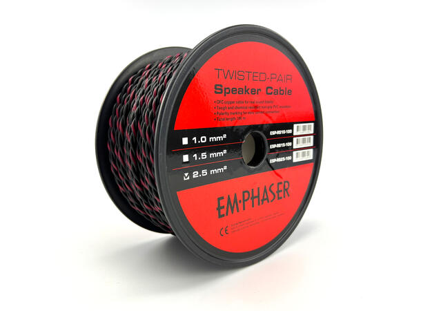 Emphaser ESP-RS25-100 Høyttalerkabel 2.5mm2   rød/sort 100m 