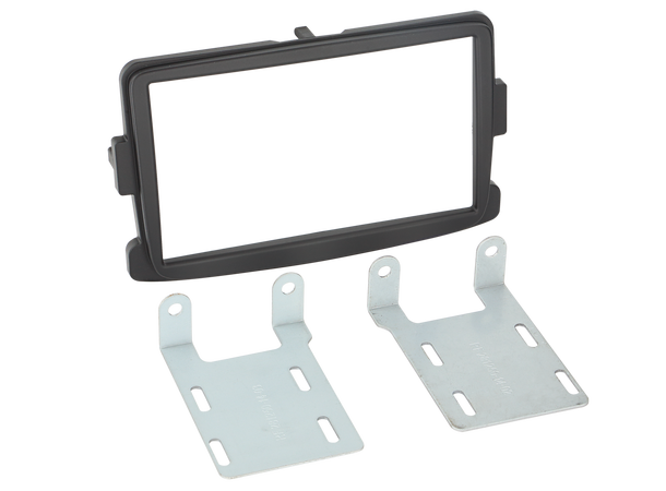 Monteringsramme 2-DIN, sort m/pyntelist Renault, Dacia og Fiat 