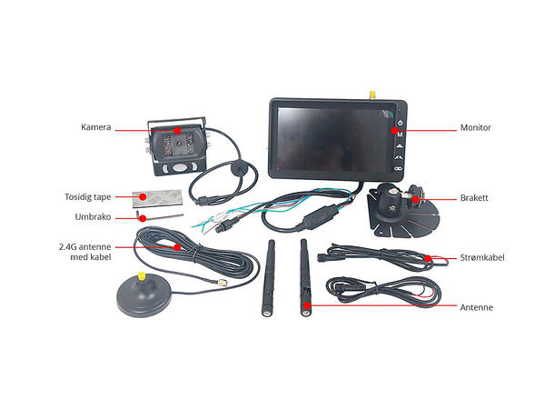 Bevocam Trådløs ryggekamerapakke 1x IP69K AHD kamera og 7" monitor
