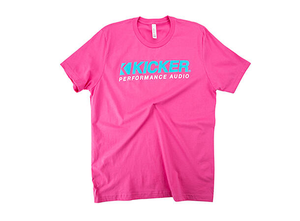 Kicker t-shirt ROSA (XXL) m/turkis og hvit logo 