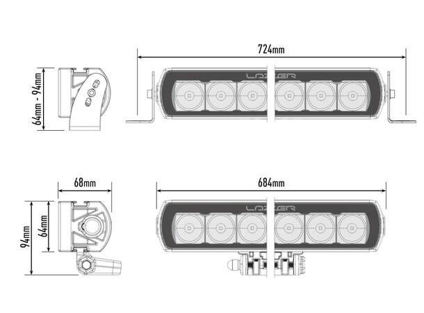 Lazer® T16 Evolution Lengde 684mm. 16544 Lumen 