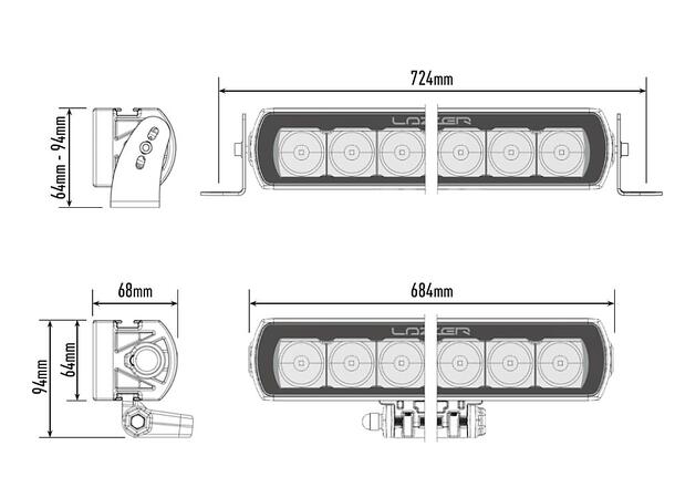 Lazer® T16 Evolution Lengde 684mm. 16544 Lumen