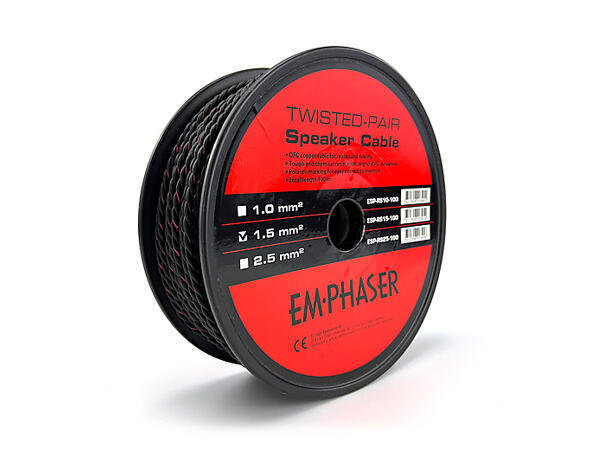 Emphaser ESP-RS15-100 Høyttalerkabel 1.5mm2   rød/sort 100m 