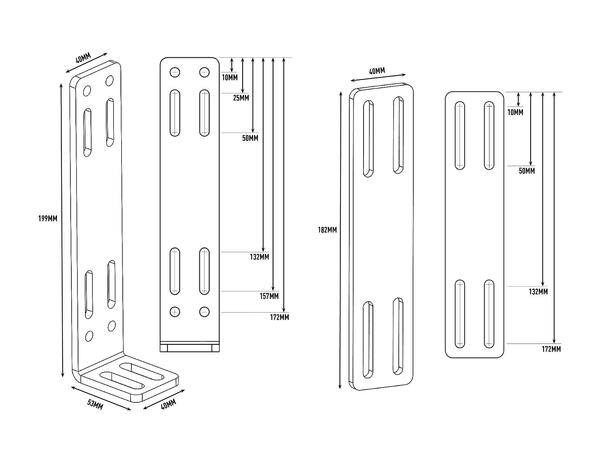 Lazer® Braketter bak fangeren Universalt monteringssett. 