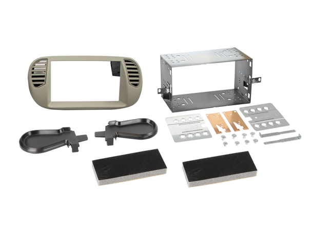 ACV 2-DIN monteringsramme - Elfenben Fiat 500 (2005-2015) m/auto AC 