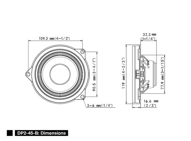 Alpine DP2-45-B - høyttalere 4,5" coaxial for BMW 