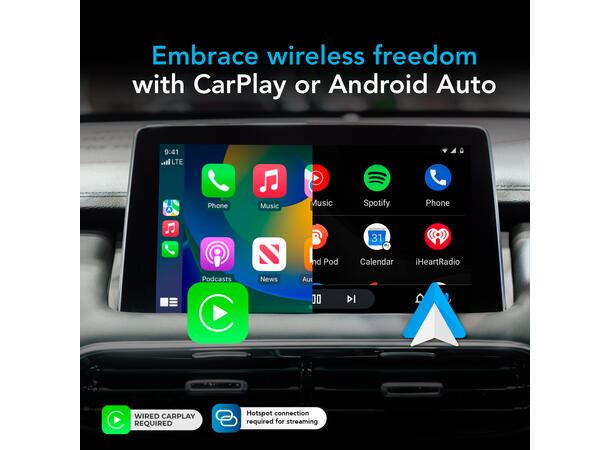 AutoSky AI Box Plus 2.0 Trådløs CarPlay & Android Auto Adapter 