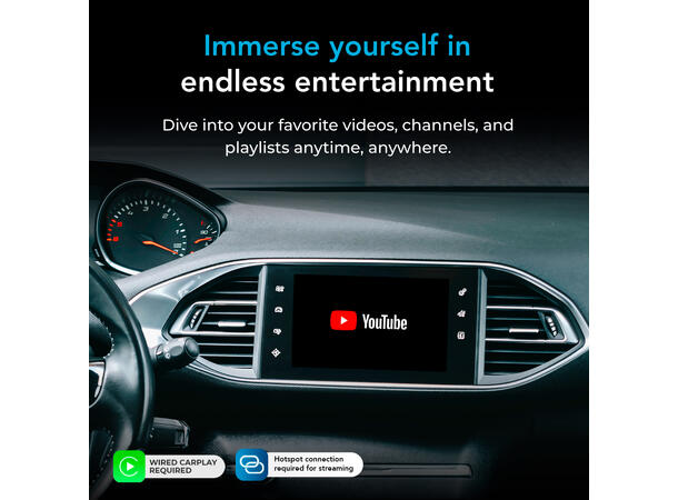 AutoSky AI Box Plus 2.0 | Trådløs CarPlay & Android Auto Adapter