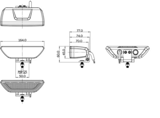 OZZ WR2 65 LED ryggelys/arbeidslys med R65 varsellys