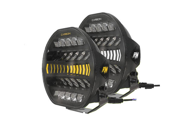 RAW CARBON fjernlys 9" m/dynamisk gult el. hvitt parklys, 170W 