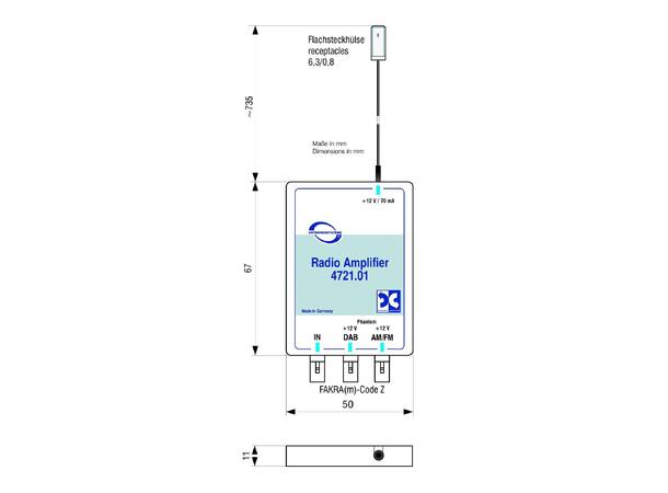 ATTB FM/DAB splitter - Fakra Fakra (han) x 3 