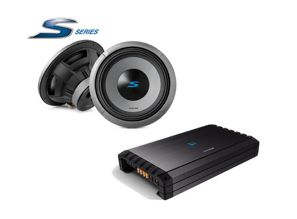 Alpine Basspakke i S2-serien 2 stk 12" og 1200 Watt monoblokk 