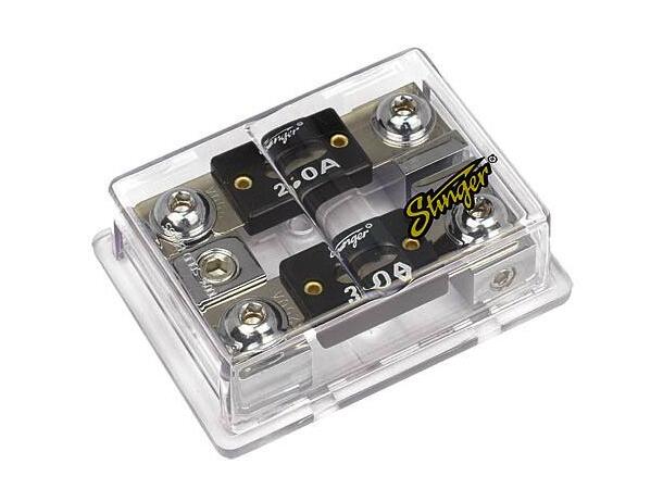 Stinger - SPD5212 sikringsholder 2xANL 25/50mm² inn og ut, krom 
