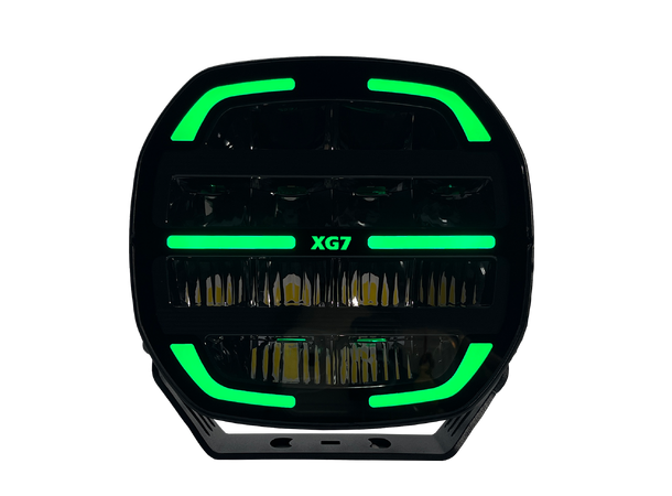 XG7 LED Fjernlys, Sort Flerfarget parklys – hvit, gul og grønn. 