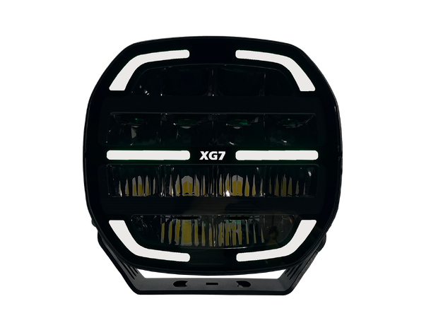 XG7 LED Fjernlys, Sort Flerfarget parklys – hvit, gul og grønn. 