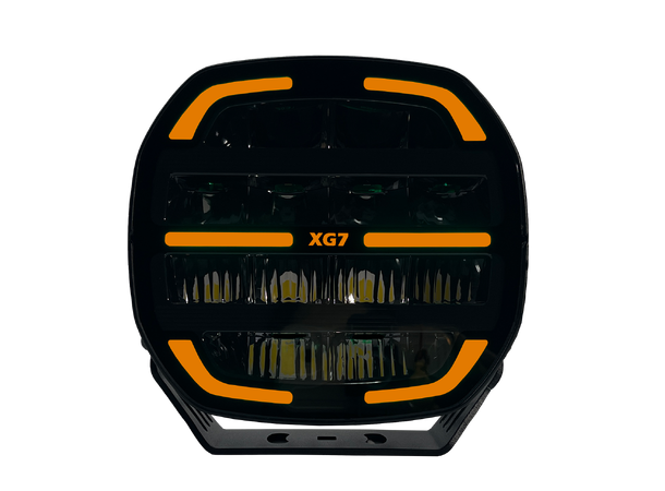 XG7 LED Fjernlys, Sort Flerfarget parklys – hvit, gul og grønn. 