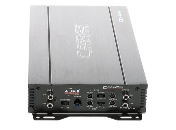 Audio System 4 kanals forsterker 4x70WRMS @ 4 ohm, 4x110WRMS @ 2ohm 