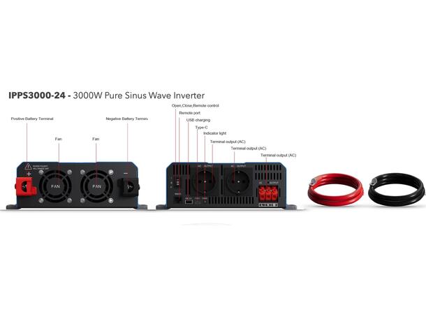 Sonopower strøminverter 3000W Omformer, 24V->230, ren sinus kurve 