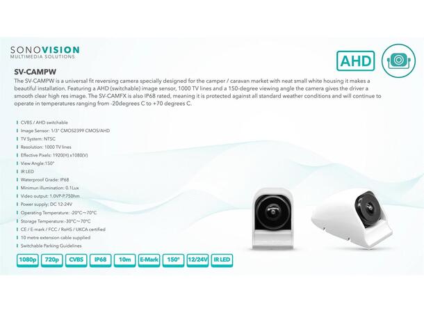 Sonovision SV-CAMPW Universalt ryggekamera 
