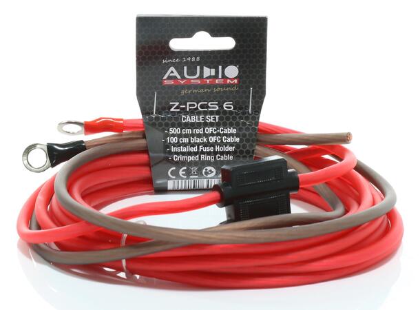 Audio System 6mm² strømkabelsett Tysk kvalitet, OFC, Sikring 
