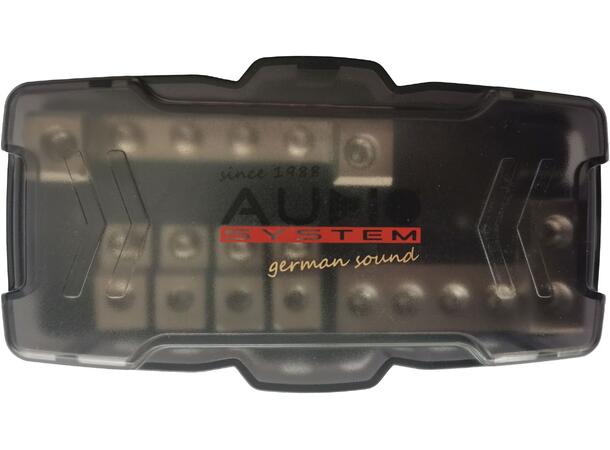 Audio System strømfordeler m/sikring For + og - , 4 x mini ANL 