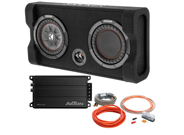 Kicker - Axton Basspakke 8" Kasse, forsterker , kabelsett 