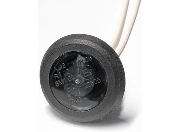 Mark.lykt LED Hvit Rund Sotet glass m/ pakn. for plane flater og rør/bøyler 