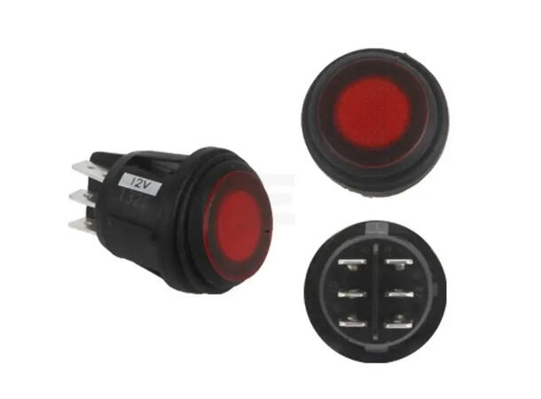 Tretrinsbryter med lys Vanntett bryter med egen diode 